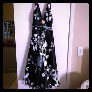 Elegant black, white and silver dress